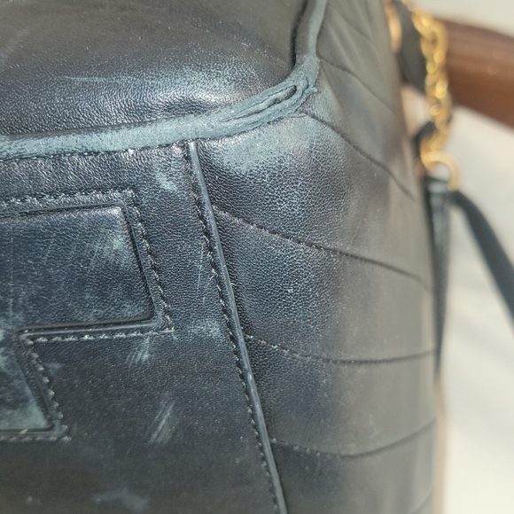 Tory Burch Black Leather Quilled Satchel Crossbody Gold Hardware - Picture 5 of 11